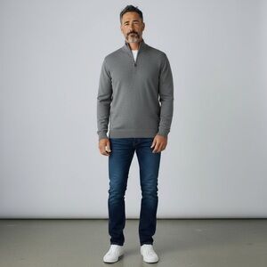 NWT Club Room Quarter Zip Merino Wool Blend Sweater
